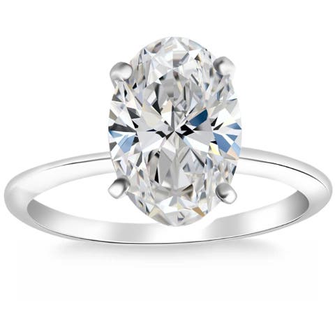 Certified 2Ct Oval Diamond Solitaire Thin Engagement Ring Gold Lab Grown