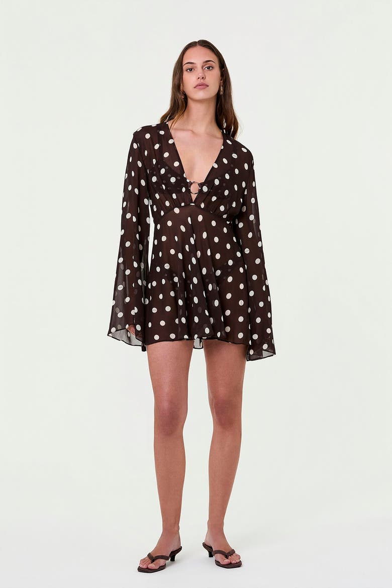 Nerissa Dress, Main, color, Espresso / Ivory Polka Dot