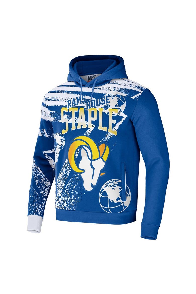 Men's NFL x Staple Royal Los Angeles Rams All Over Print Pullover Hoodie, Alternate, color, Royal