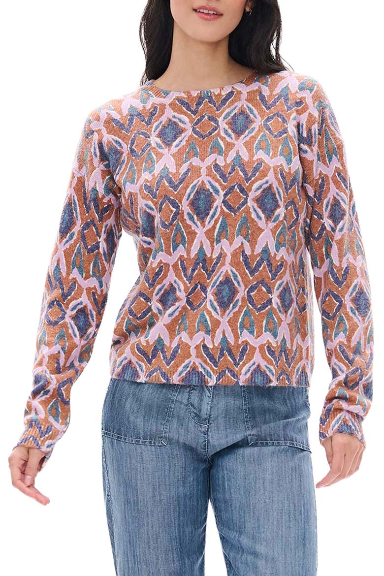 Noa Textured Ikat Sweater, Main, color, BRAN