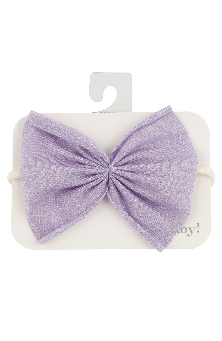 oh baby! Sparkle Gathered Bow on Nylon Headband, Main, color, Lavender