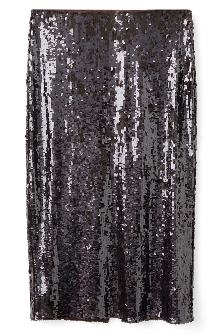Sequin Midi Skirt, Alternate, color, DARK BROWN