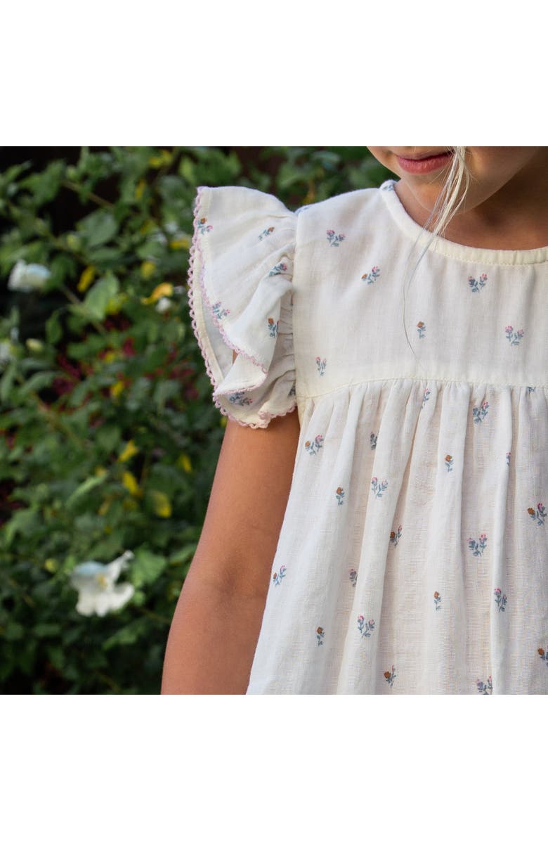 Beet World Hannah Dress with Flutter Sleeves, Alternate, color, Off White