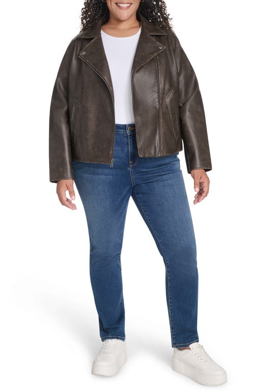Levi's Plus Size Long Sleeve Moto Jacket In Brown