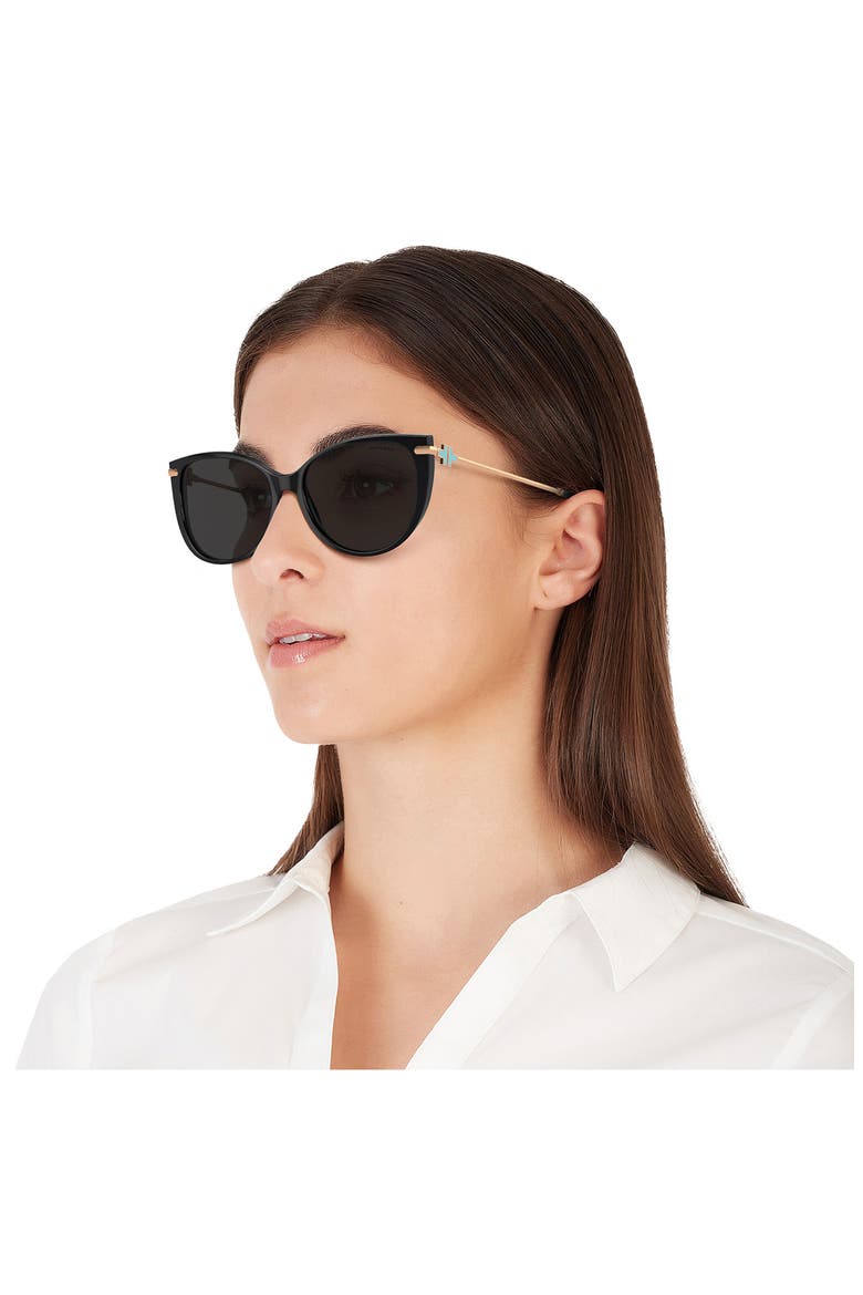 57mm Cat Eye Sunglasses, Alternate, color, BLACK