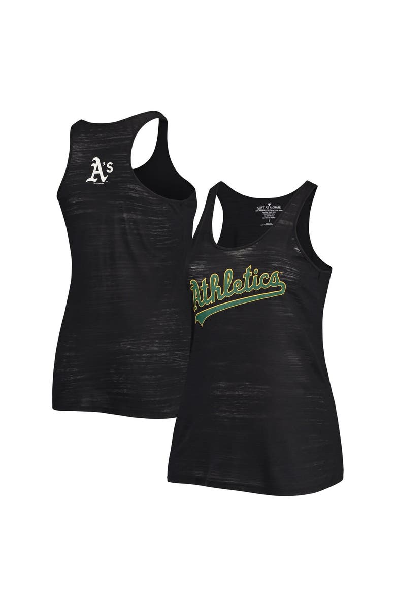SOFT AS A GRAPE Women's Soft as a Grape Black Oakland Athletics Plus Size Swing for the Fences Tri-Blend Racerback Tank Top, Main, color, 