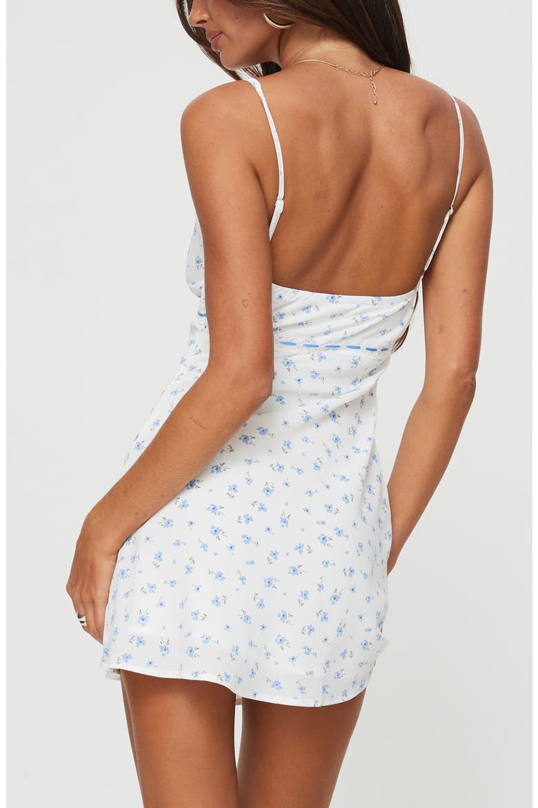 Karena Floral Minidress, Alternate, color, WHITE / BLUE FLORAL