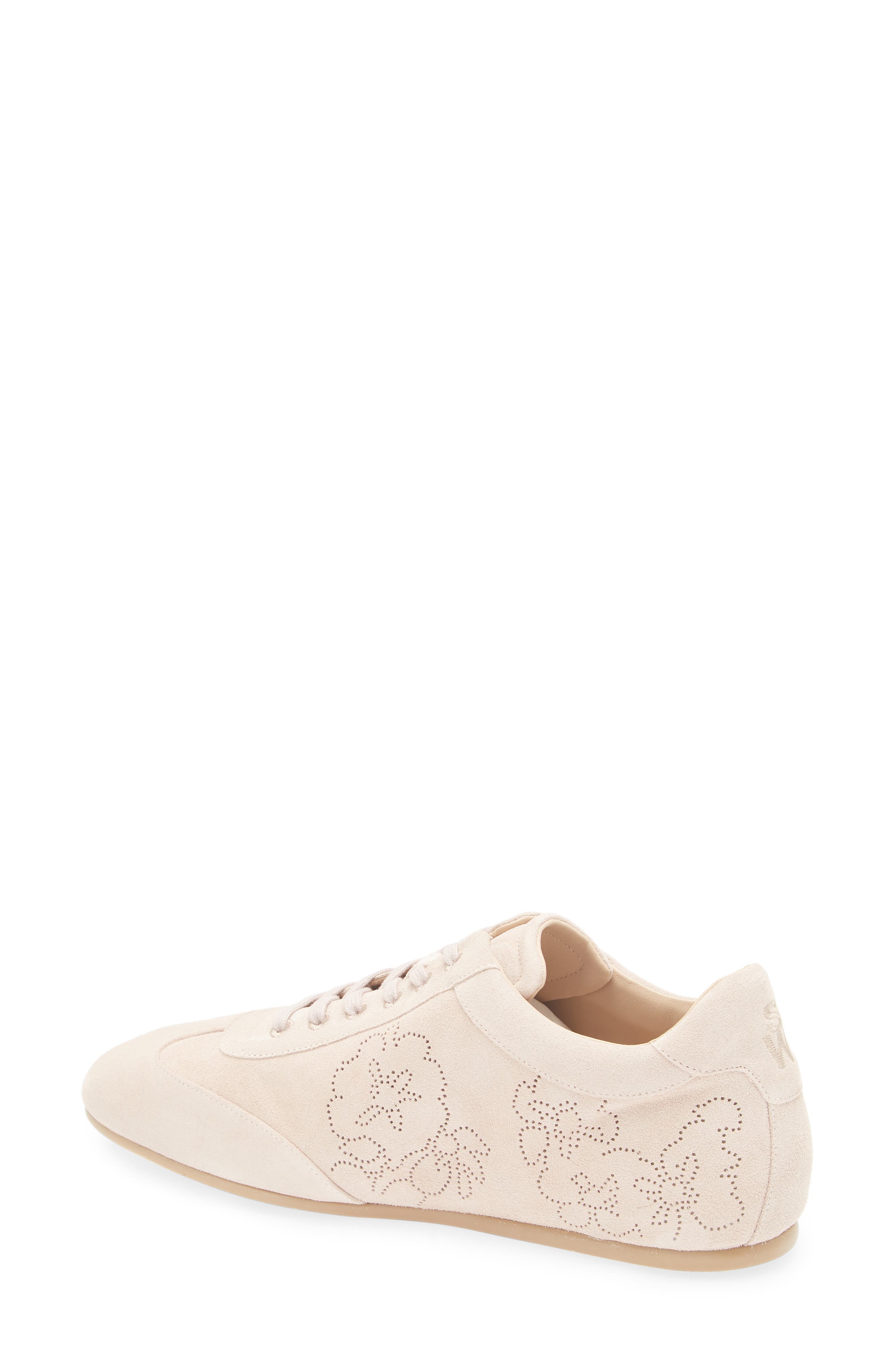 Stuart Weitzman Cruz Perforated Suede Sneaker, Alternate, color, Cipria