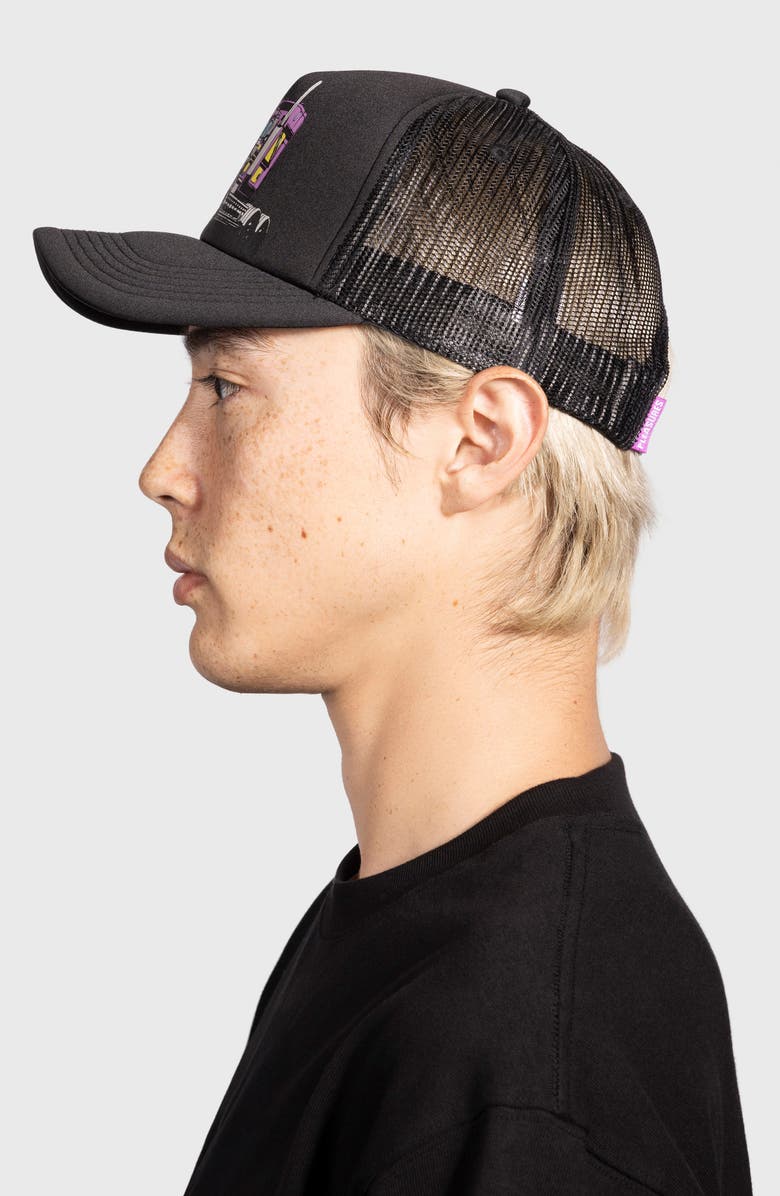 PLEASURES Semi Trucker Hat, Alternate, color, Black