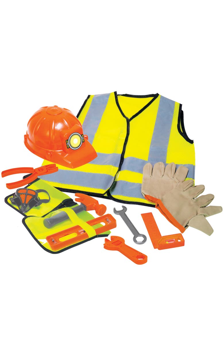 Playful Minds Construction Worker Set, 12 Piece Costume, Ages 3+, Main, color, 