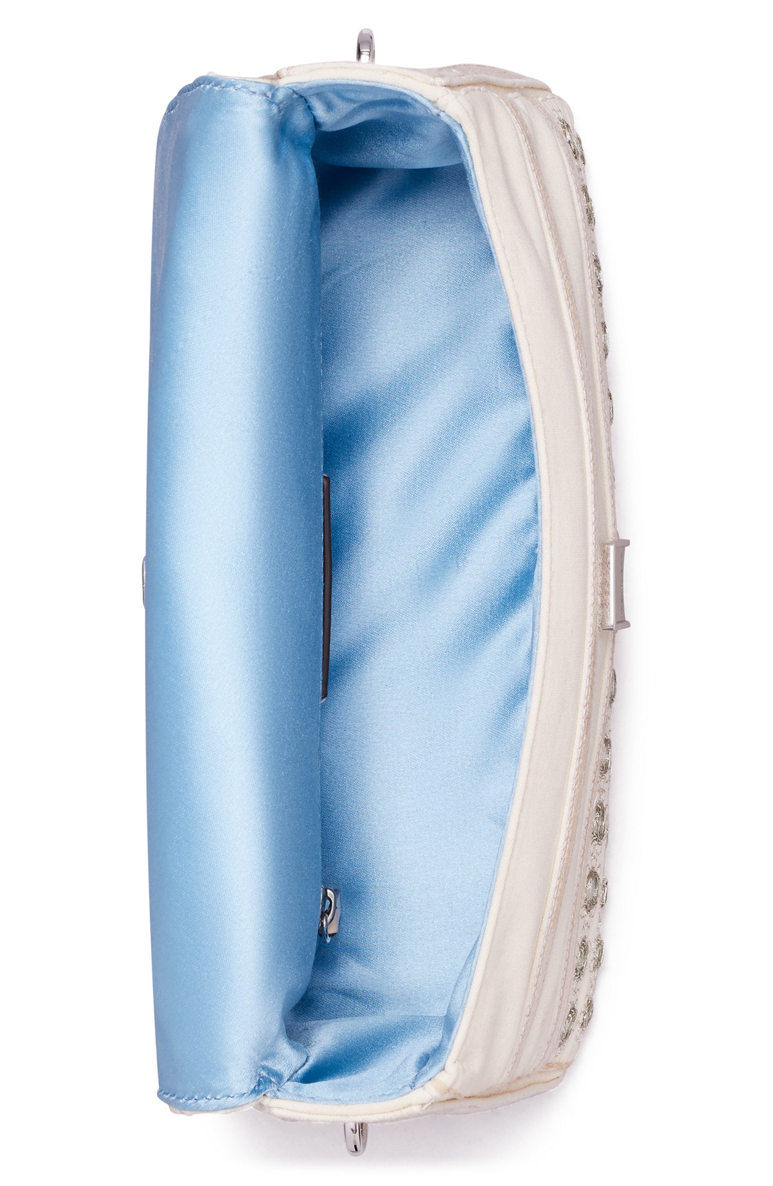 Tory Burch Small Charlie Embellished Shoulder Bag, Alternate, color, New Ivory