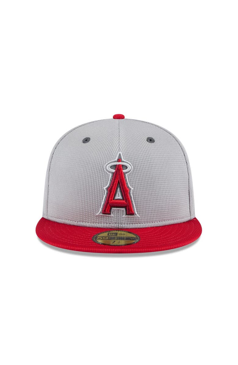New Era Men's New Era Gray/Red Los Angeles Angels 2025 Batting Practice 59FIFTY Fitted Hat, Alternate, color, Gray