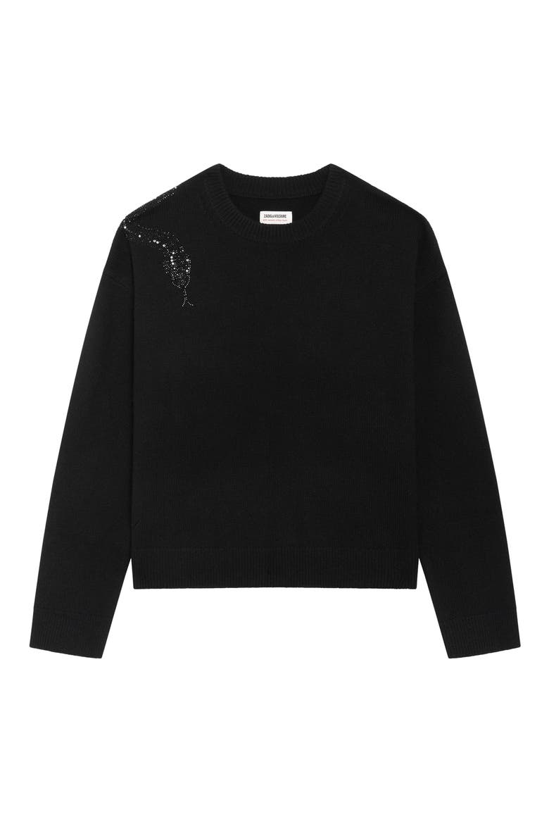 Markuz Crewneck Wool & Cashmere Sweater, Alternate, color, BLACK