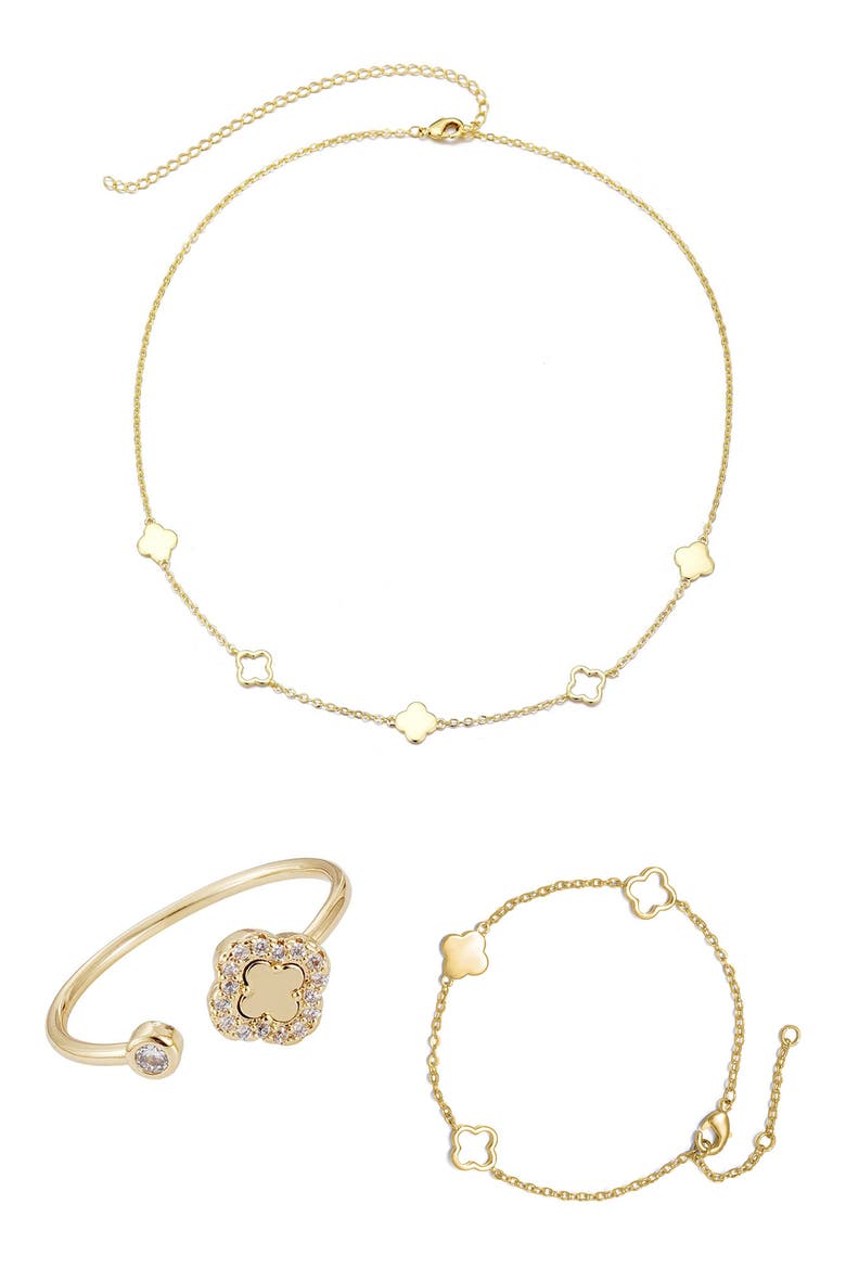 3-Piece Mixed Clover Jewelry Set, Main, color, GOLD