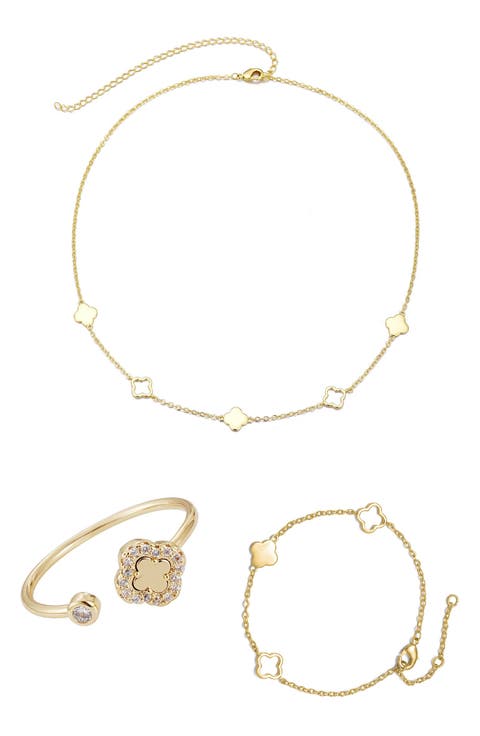 3-Piece Mixed Clover Jewelry Set