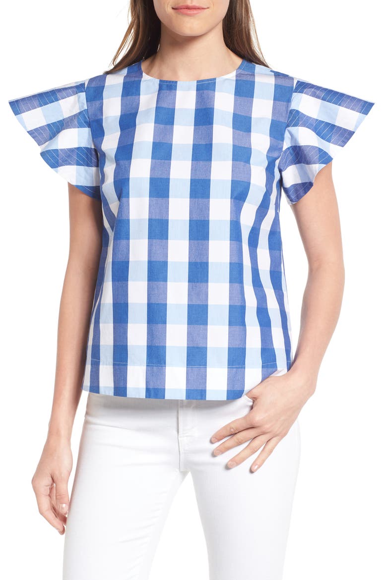 Cloister Gingham Cotton Top (Nordstrom Exclusive), Main, color, BLUE PARTON CHECK
