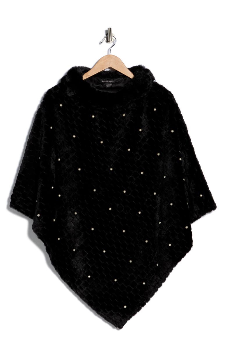 Nanette Lepore Elegant Faux Pearl Ruana, Alternate, color, Black