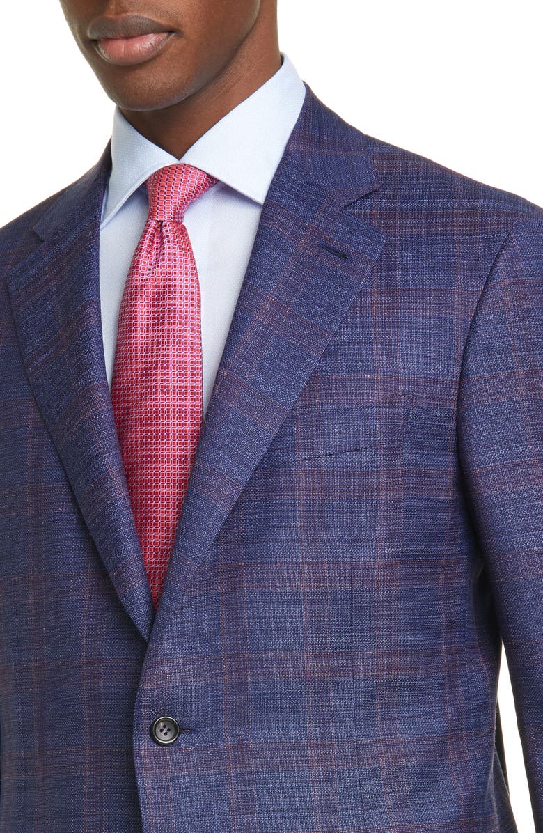 Canali Kei Classic Fit Windowpane Plaid Wool Sport Coat, Alternate, color,