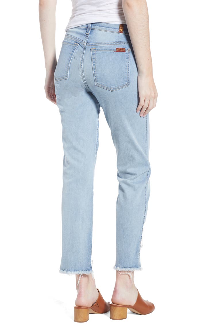 Edie Wave Hem Straight Leg Jeans, Alternate, color, LIGHT STAR
