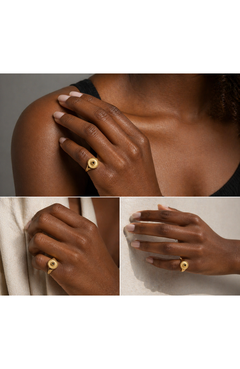 ZARUX EVIL EYE Pinky Ring, Alternate, color, Yellow Gold