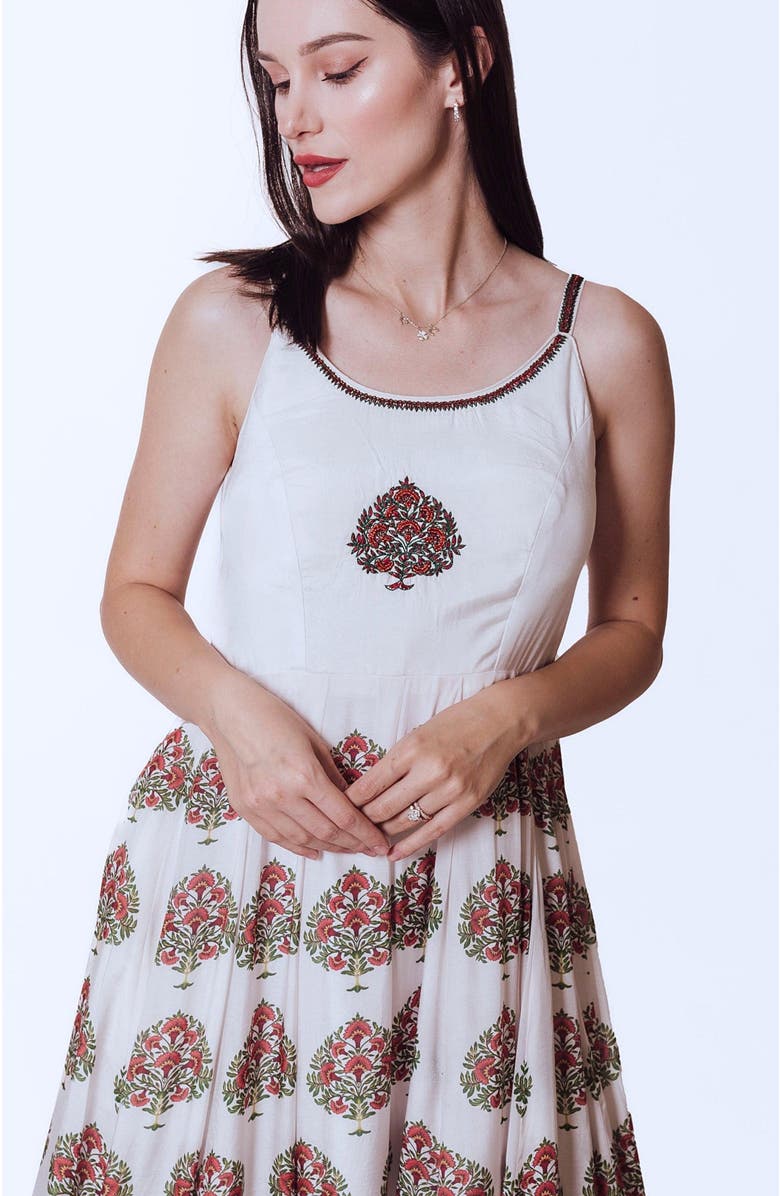 RAAS Linnea Ajrakh Print Gown, Alternate, color, Off-White