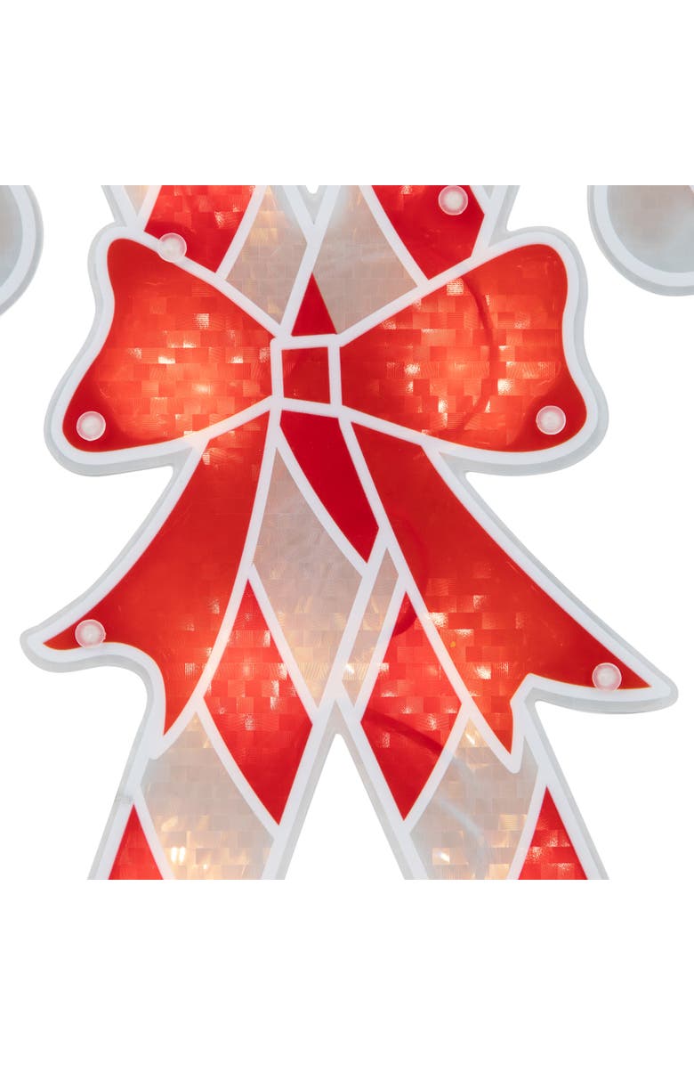 Northlight Lighted Holographic Candy Cane Christmas Window Silhouette - 12" - Clear Lights, Alternate, color, Red