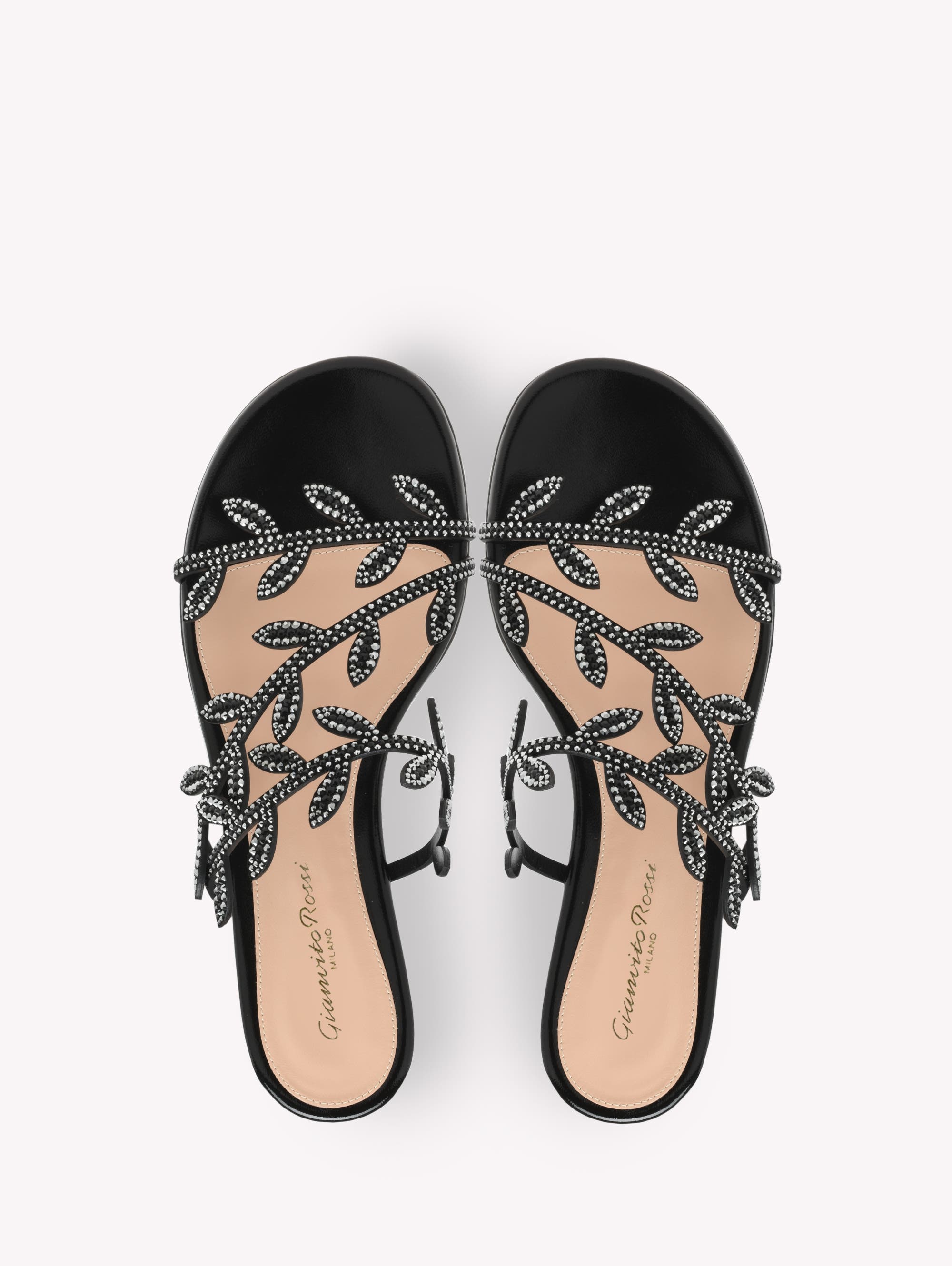 Gianvito Rossi Crystal Flavia 05 Sandal, Alternate, color, Black Leather