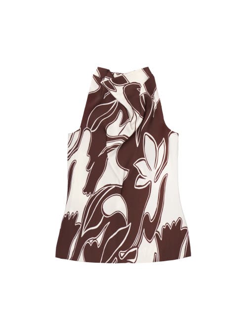 Ro&zo Swirl Print Drape Top In Brown