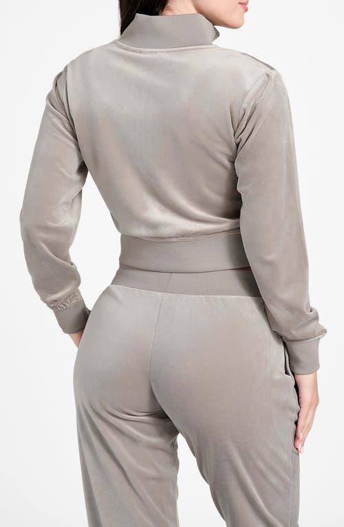 Guess Couture Velour Zip-up Sweatshirt In Gray