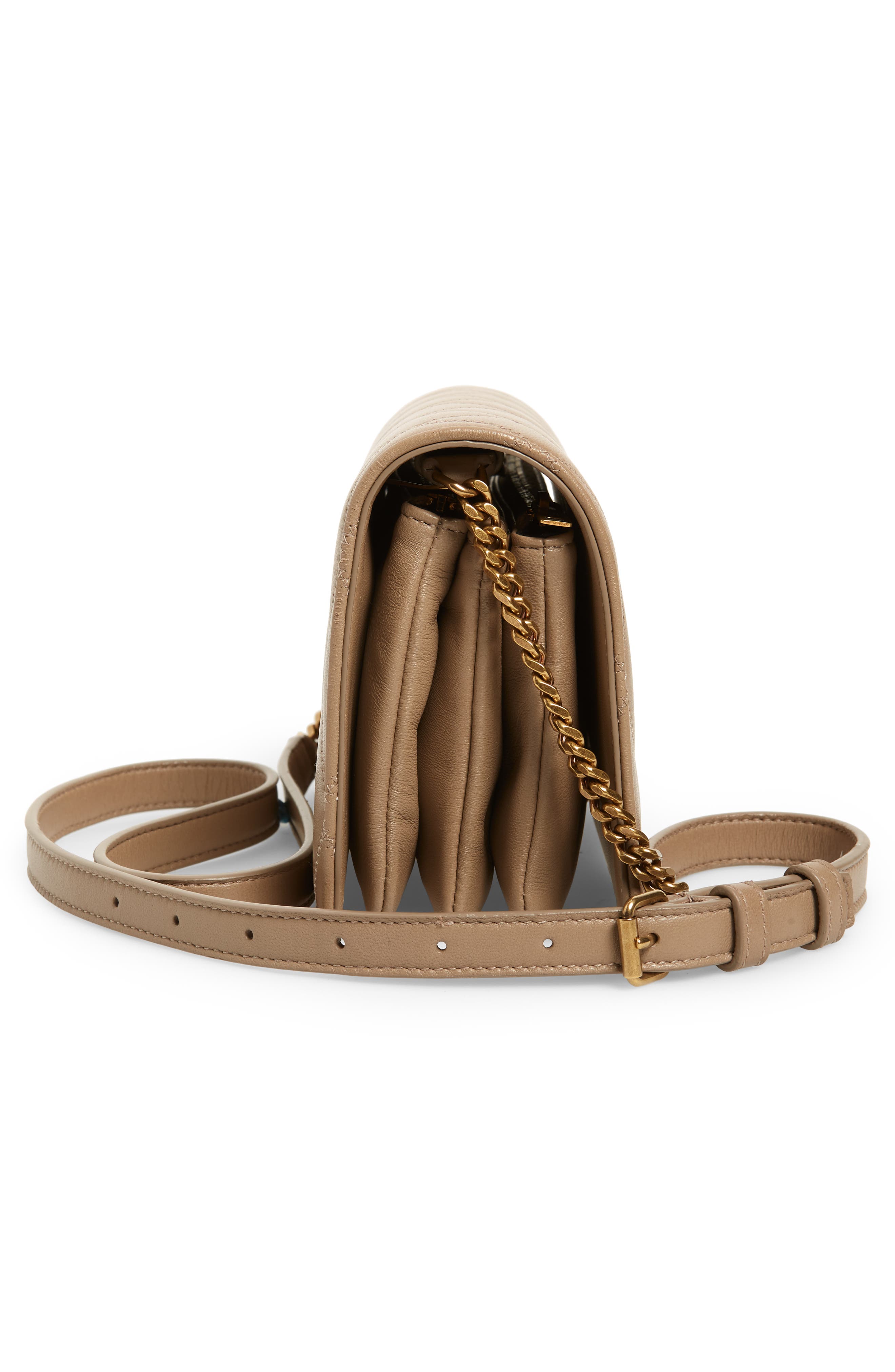 Saint Laurent Angie Quilted Lambskin Leather Crossbody Bag, Alternate, color, 