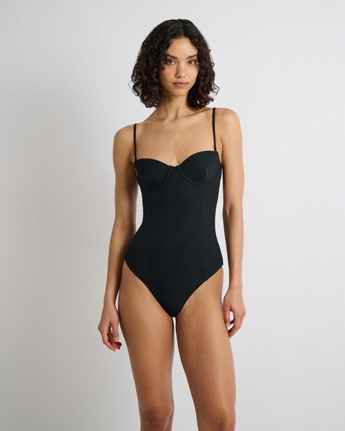 Onia Belle Ribbed One-piece Swimsuit In Black