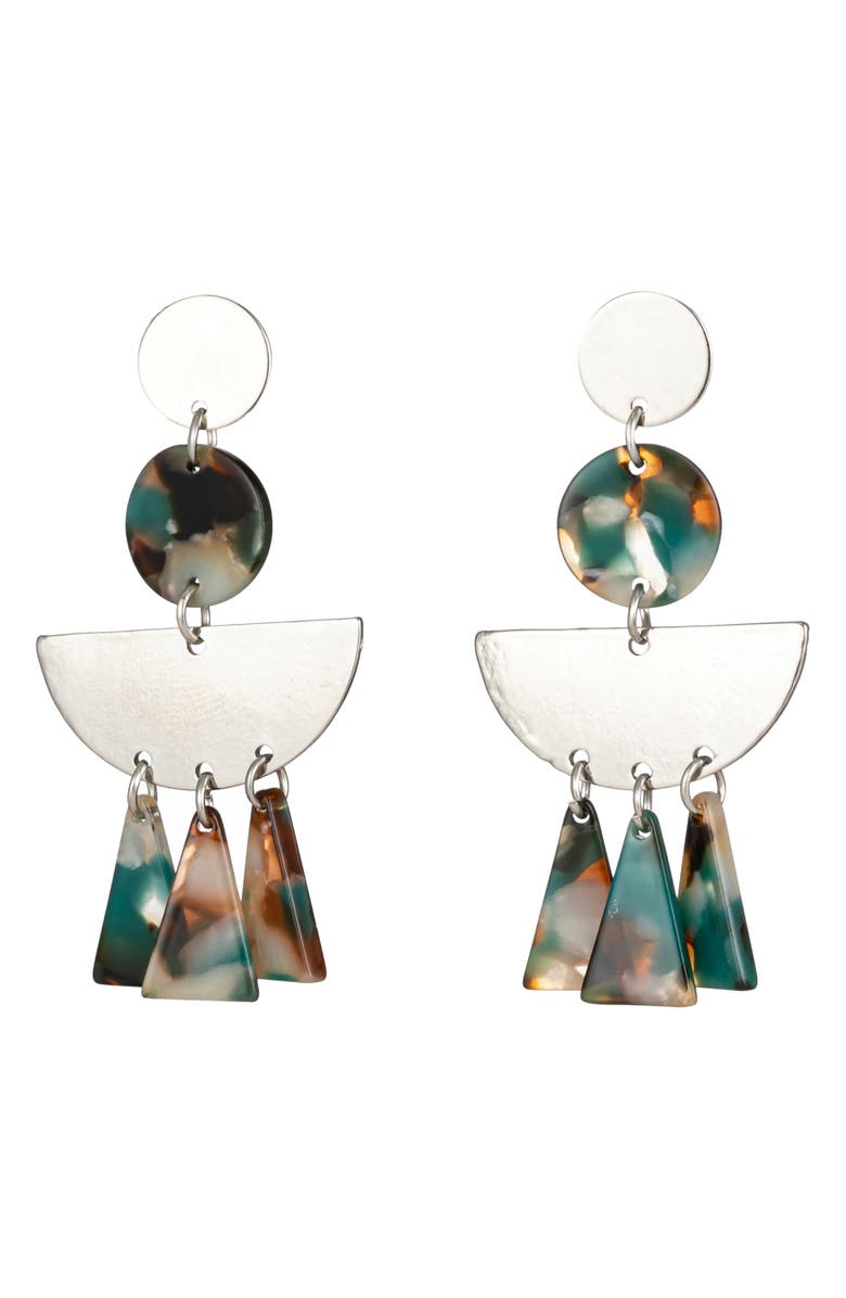 EYE CANDY LOS ANGELES Isabella Acrylic Fringe Drop Earrings, Main, color, Green