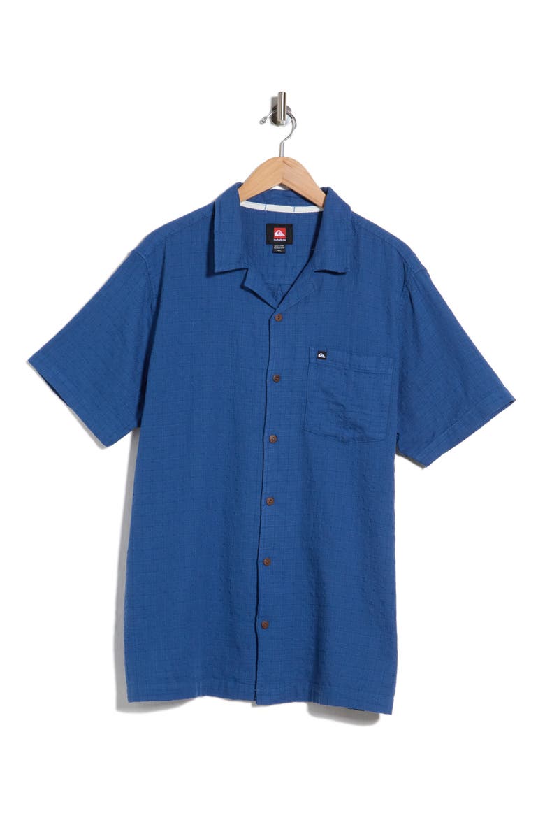Barge Cotton Camp Shirt, Main, color, INDIGO
