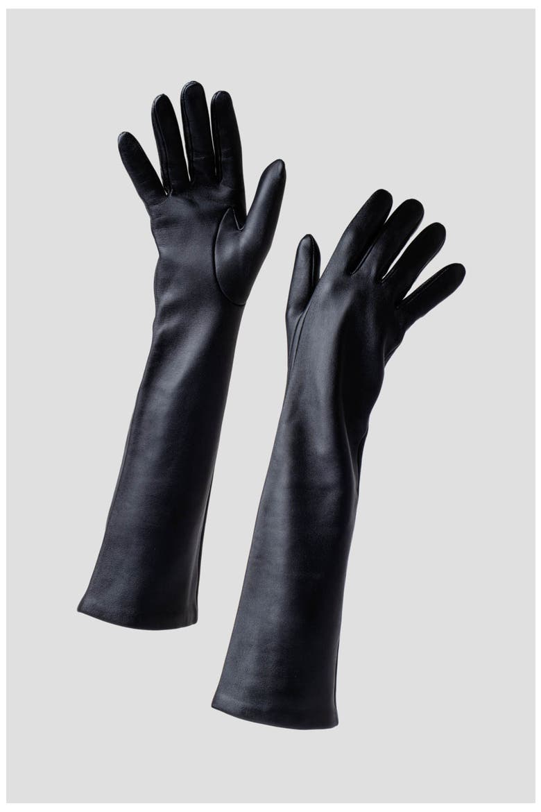 Leather Gloves Long Leather Gloves, Main, color, Black