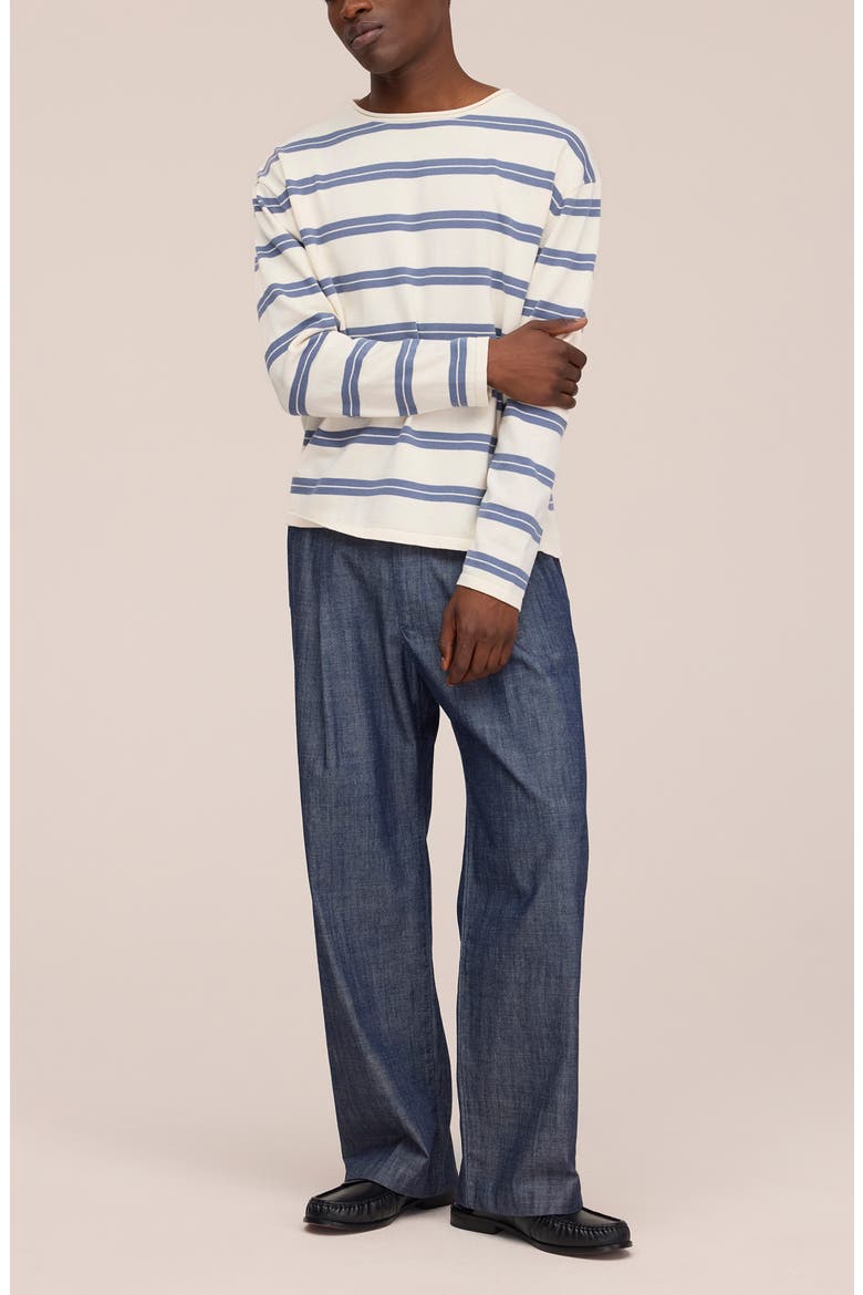 Sailor Crew Striped Organic Cotton Sweater, Alternate, color, IVORY