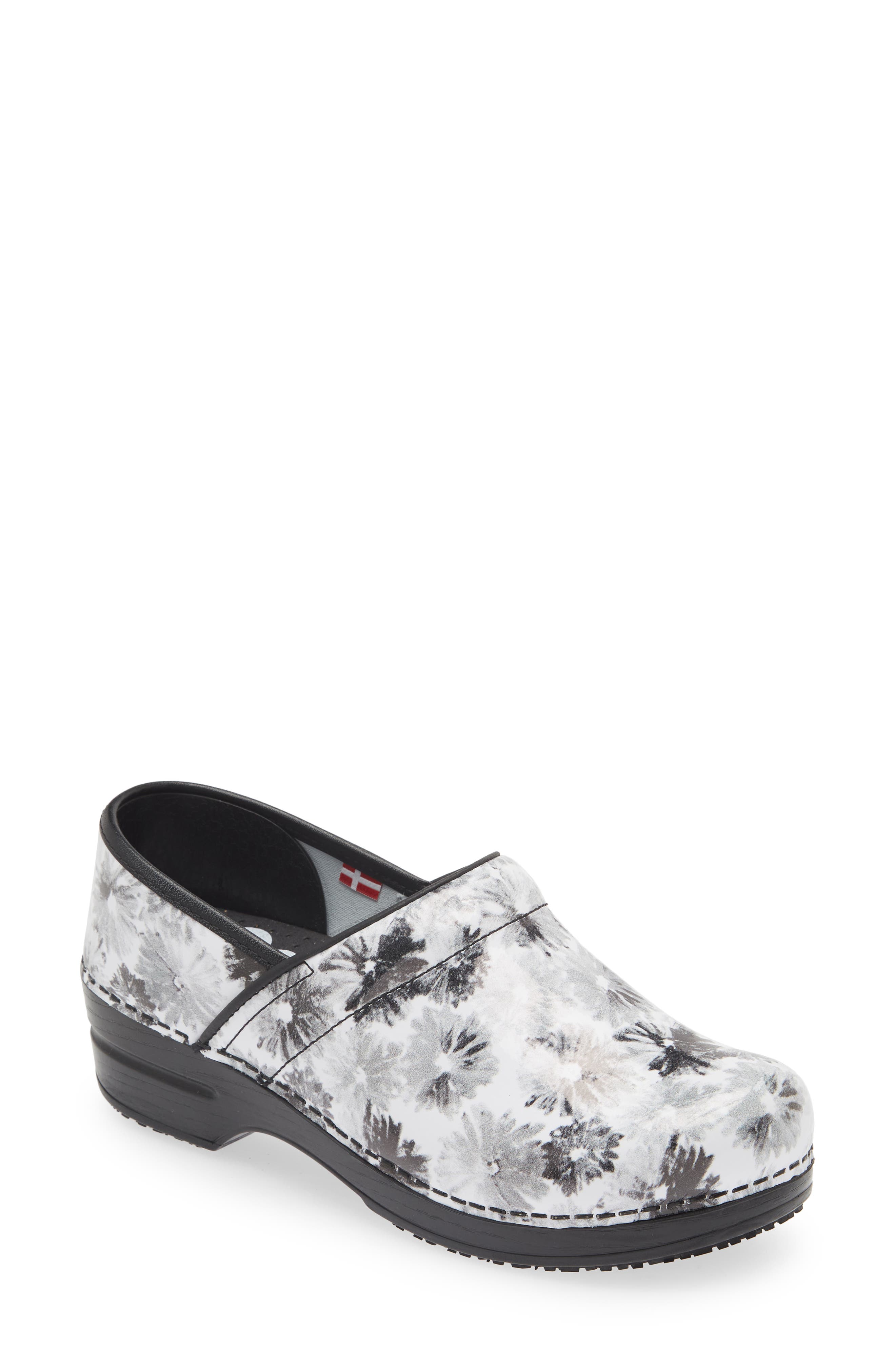 Sanita Inkwell Print Clog, Main, color, Black