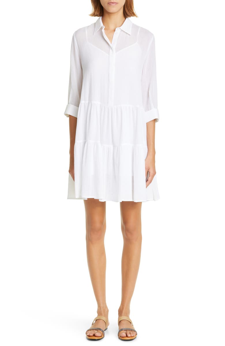 Fabiana Filippi Tiered Cotton Shirtdress, Main, color, 