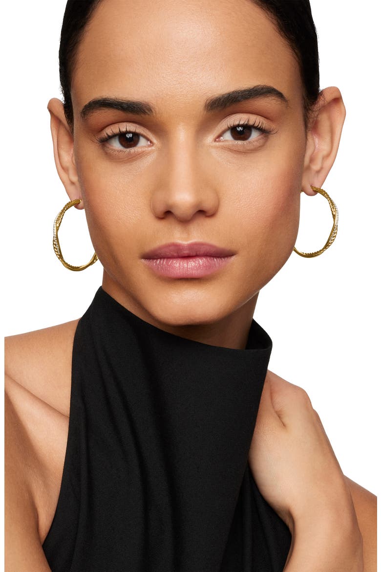 Petite Infinity Hoop Earrings in 18K Yellow Gold with Pavé Diamonds, Alternate, color, 18K YELLOW GOLD