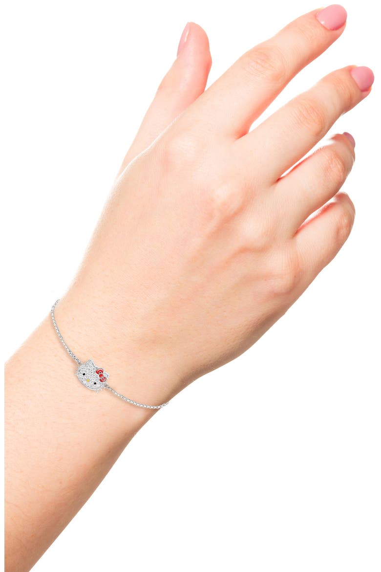 Hello Kitty® Pavé Cubic Zirconia & Enamel Bracelet & Stud Earrings Set, Alternate, color, GOLD AND WHITE