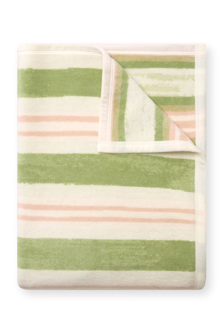 Watercolor Stripe Throw Blanket, Main, color, GREEN