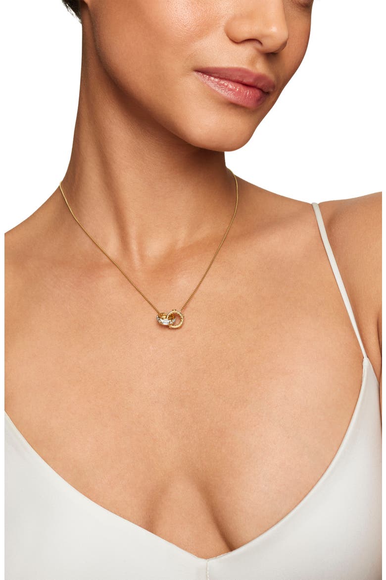 Modern Renaissance Double Pendant Necklace in 18K Yellow Gold with Full Pavé Diamonds, Alternate, color, 18K YELLOW GOLD