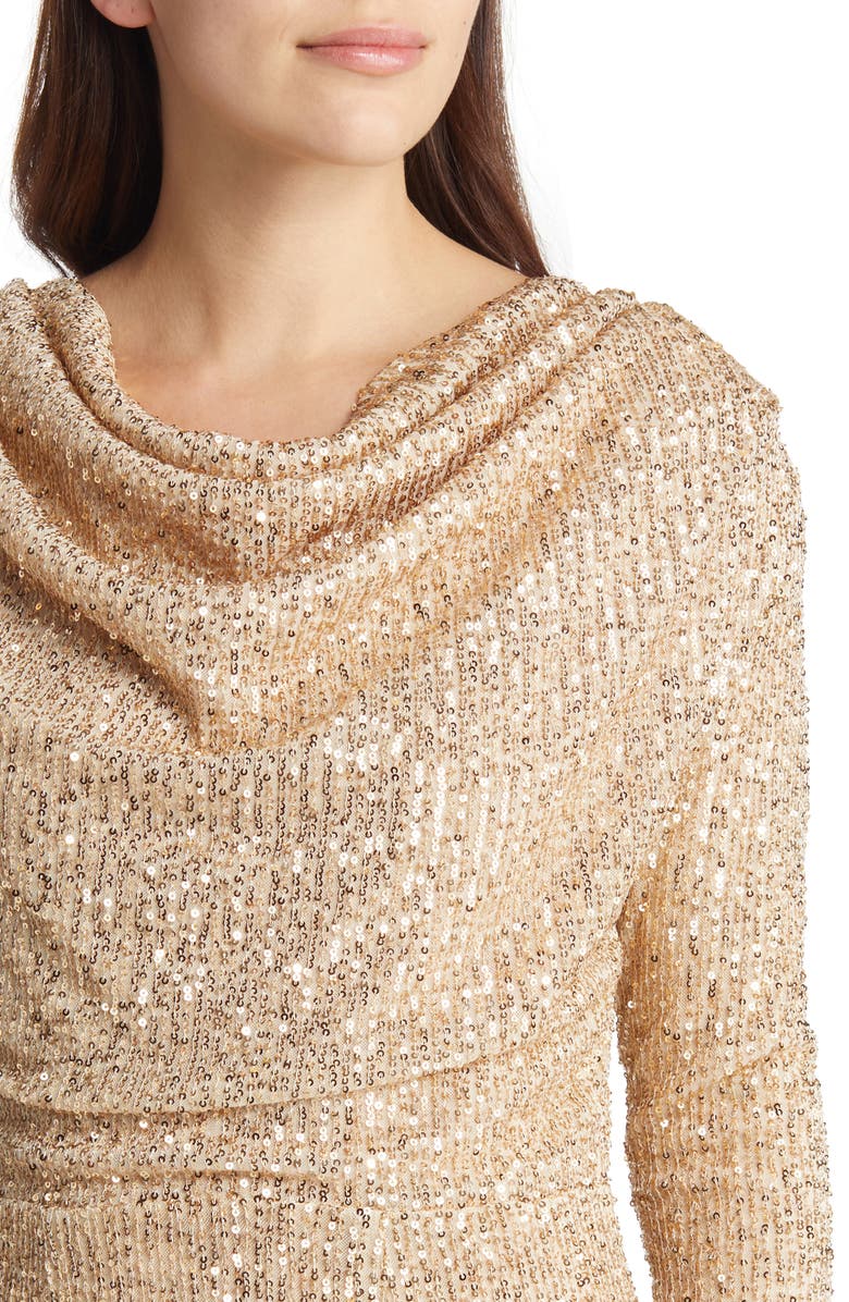 AREA STARS Sequin Long Sleeve Cocktail Dress, Alternate, color, 