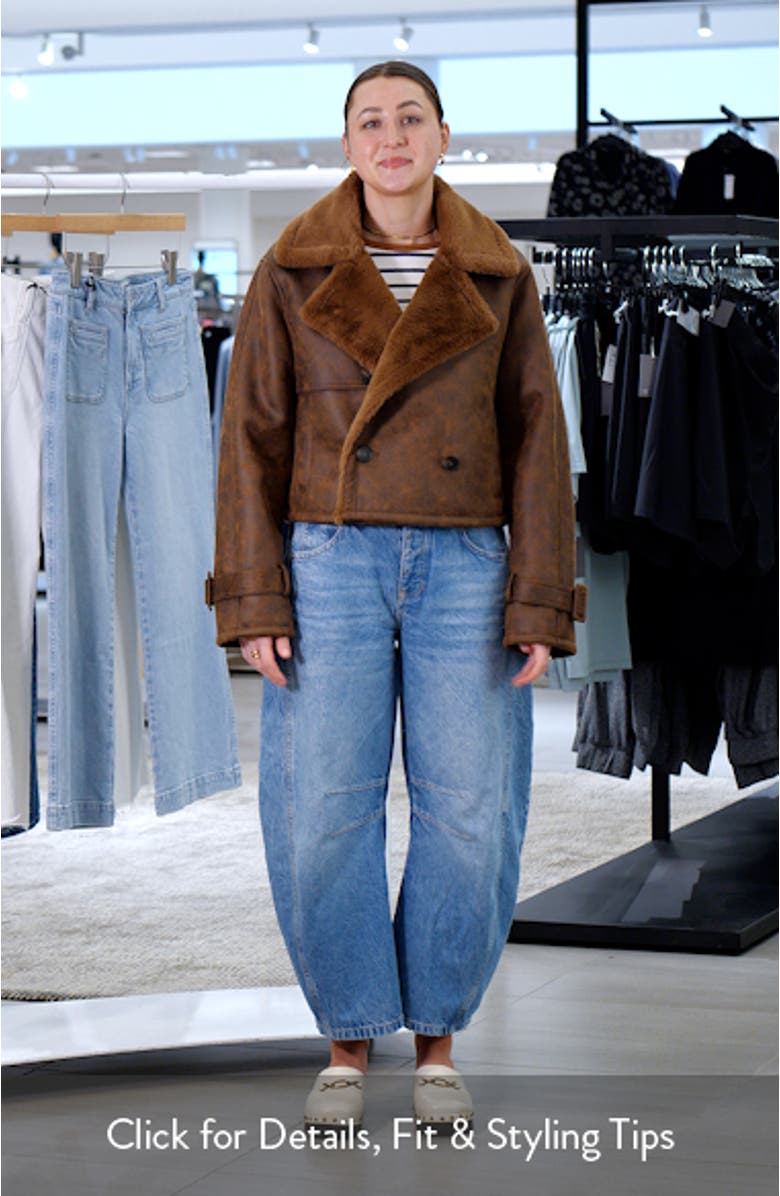 Distressed Faux Shearling Moto Jacket, sales video thumbnail