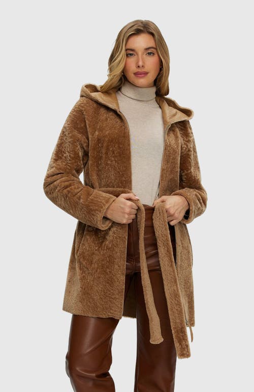 Gorski Reversible Textured Shearling Lamb Parka In Brown