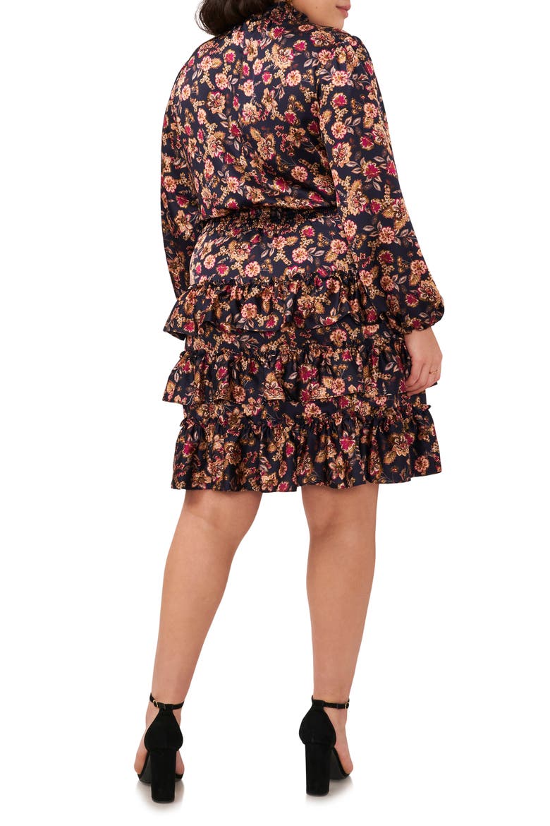 Floral Print Long Sleeve Minidress, Alternate, color, WOODBLOCKFLORAL