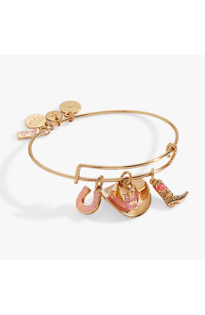 Alex and Ani Barbie Western Trio Charm Bangle Bracelet, Alternate, color, Gold