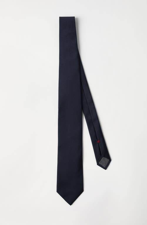 Brunello Cucinelli Silk Twill Tie In Navy Blue