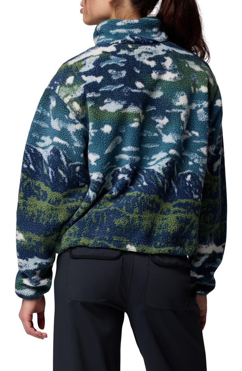 Columbia Helvetia II Print Crop Fleece Pullover, Alternate, color, Everblue Sisters Rain Forest