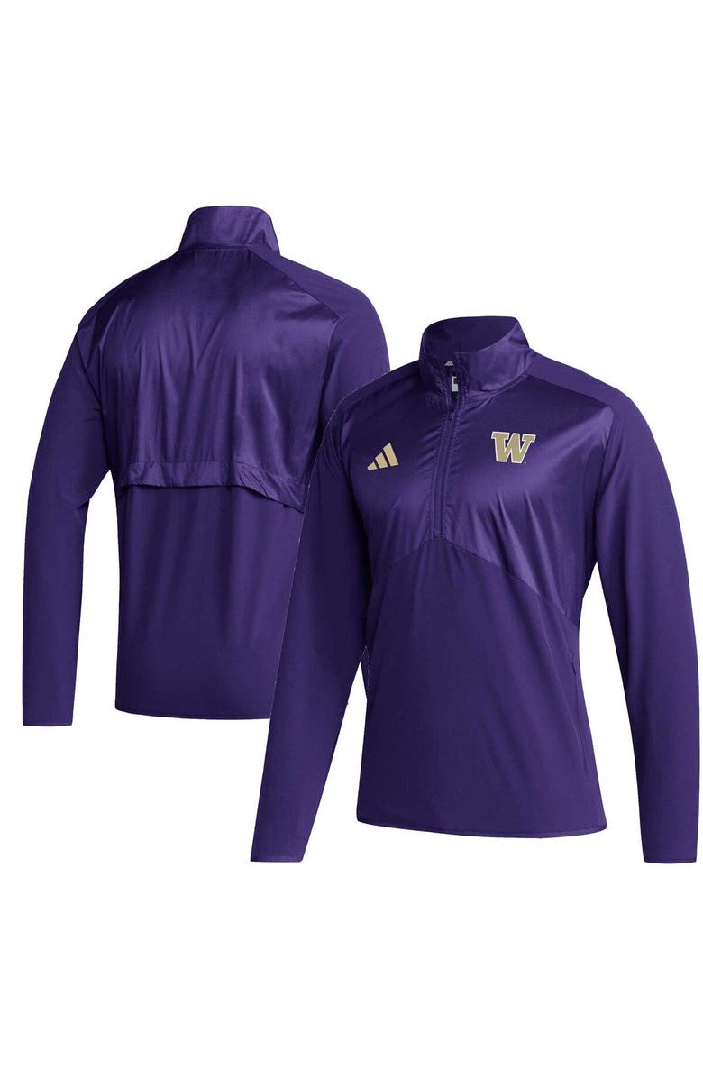 adidas Men's adidas Purple Washington Huskies Sideline AEROREADY Raglan Sleeve Quarter-Zip Jacket, Main, color, Purple
