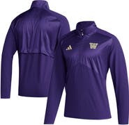 adidas Men's adidas Purple Washington Huskies Sideline AEROREADY Raglan Sleeve Quarter-Zip Jacket